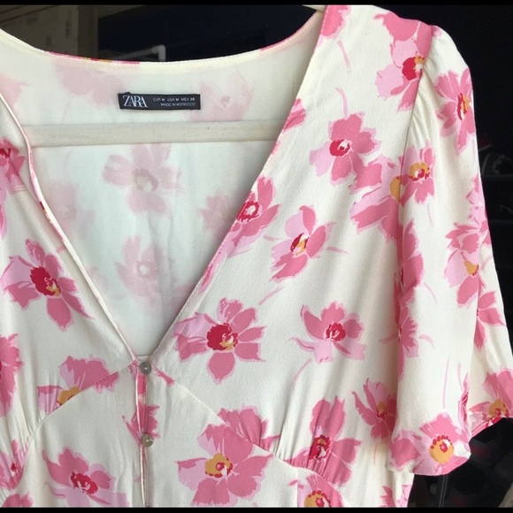 Zara Floral Midi Dress Medium - Picture 5 of 8